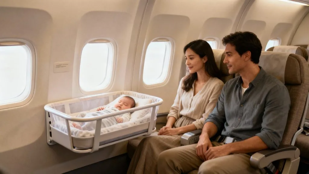 Bassinette avion bébé sur rangée bulkhead