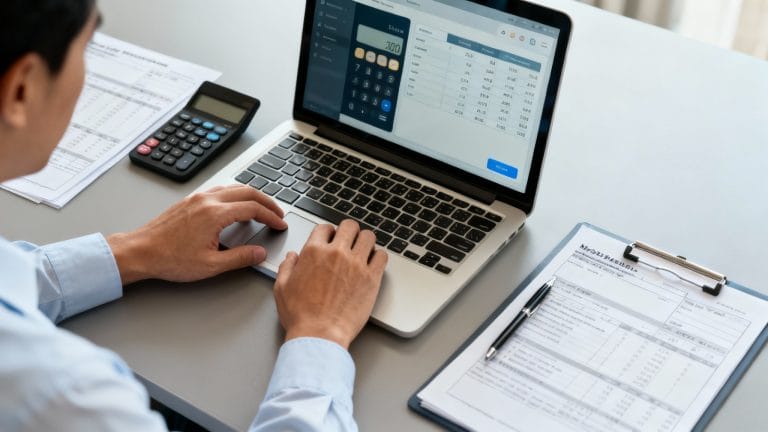 Bureau avec simulateur pour calcul indemnité rupture conventionnelle