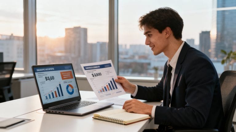 Salarié comparant une offre d’emploi mieux payée sur ordinateur.