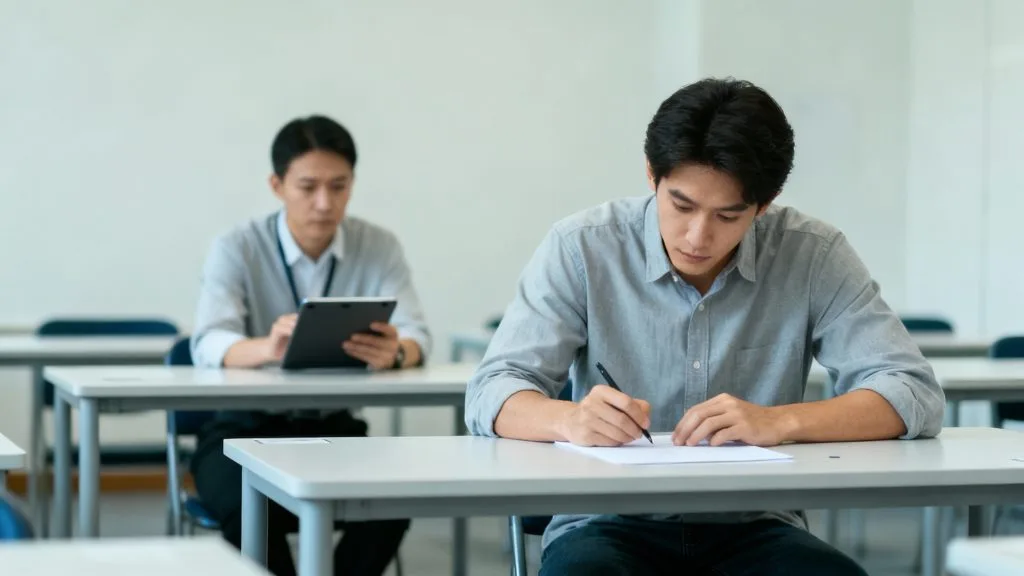 Candidat en test psychotechnique, attention et logique évaluées