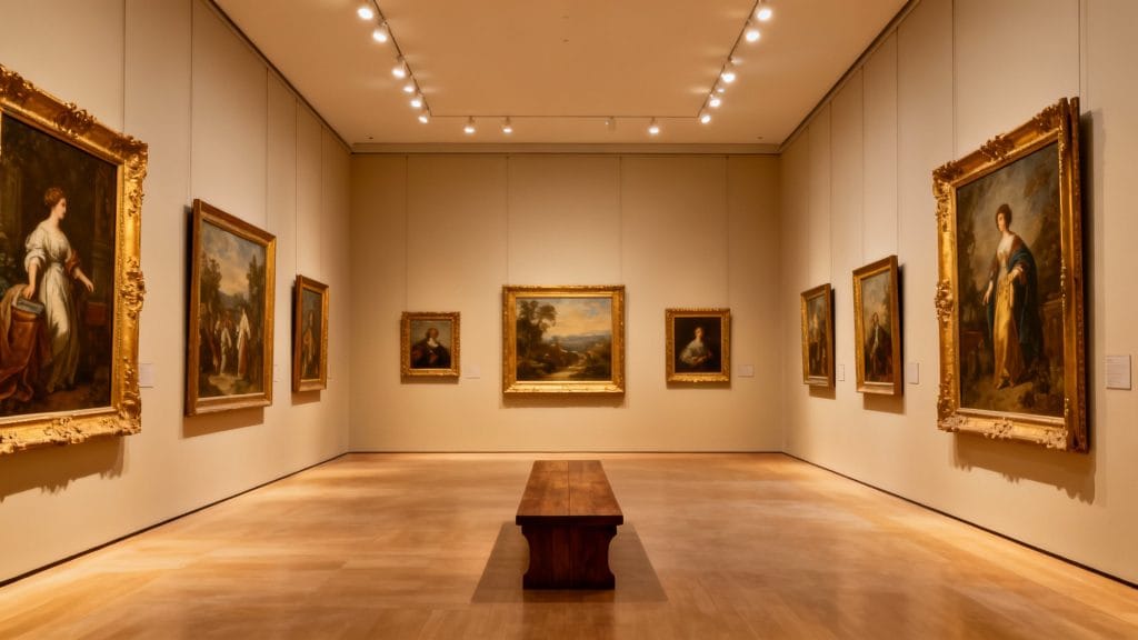 Galerie de peintures classiques, ambiance calme