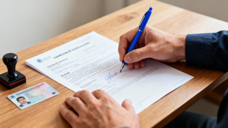 Signature d’une attestation sur l’honneur bien présentée