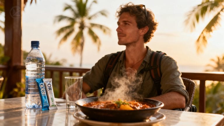 Voyageur se protège du bali belly avec eau scellée