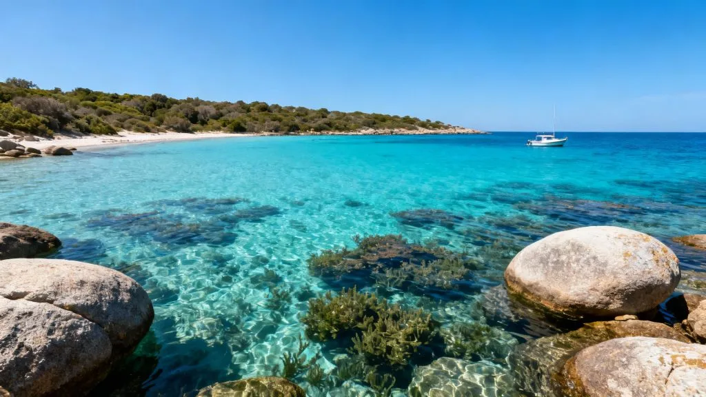 Anse turquoise avec herbiers de posidonies préservés