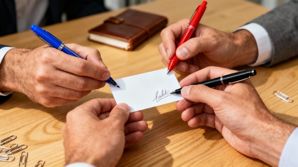 carte collective de message d’équipe en cours de signature