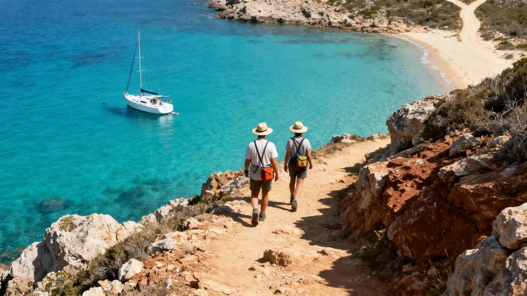 Randonneurs sur le sentier des Douaniers en bord de mer