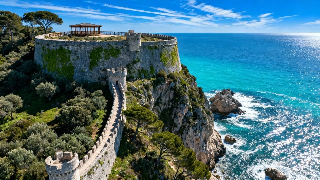 Panorama 360° depuis une forteresse circulaire