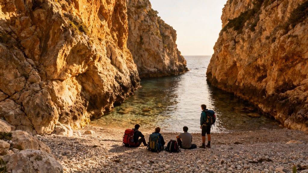 Canyon côtier et petite plage sauvage, rando