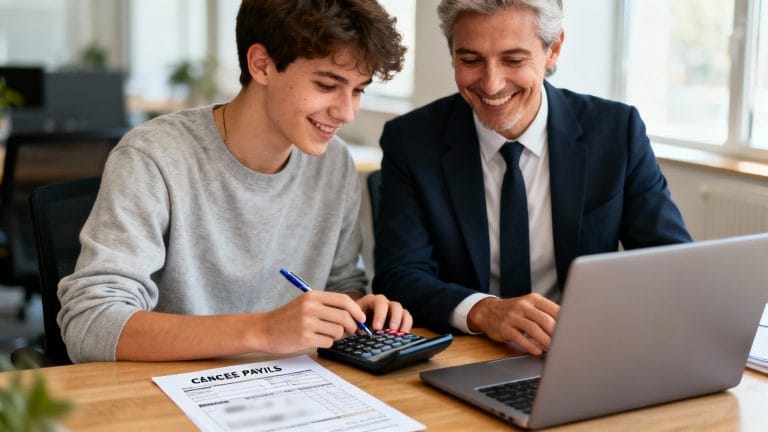 Apprenti et RH calculant la grille salaire alternance