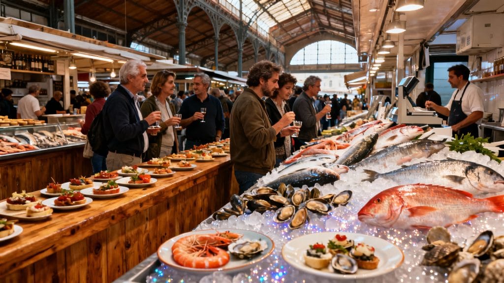 Marché couvert de tapas dans un quartier bohème