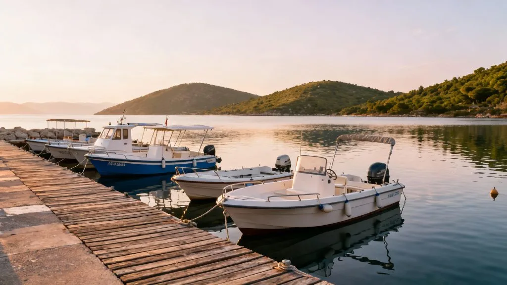 Embarcadère avec bateaux-taxis pour les plages des Agriates