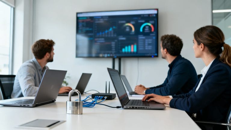 Équipe gérant la sécurité informatique en entreprise