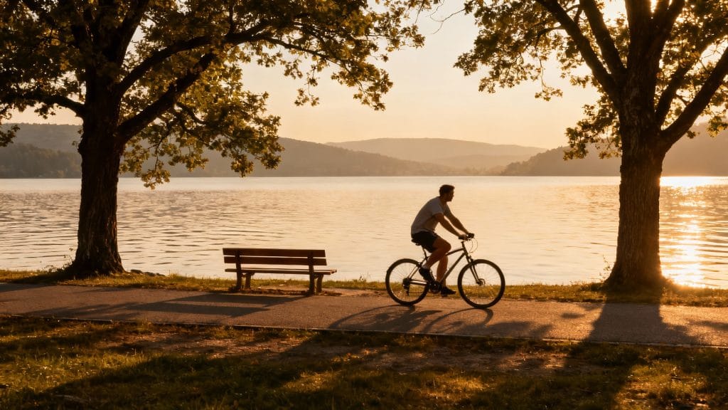 Promenade au bord du lac, vélo et nature