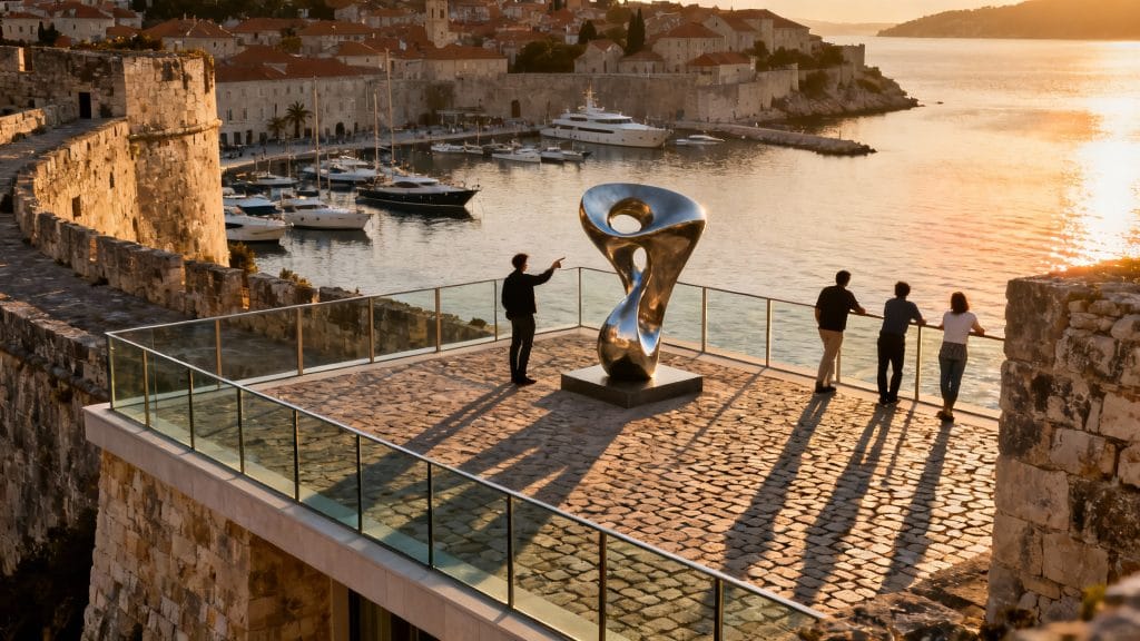 Terrasse d’un musée d’art moderne avec vue sur le port