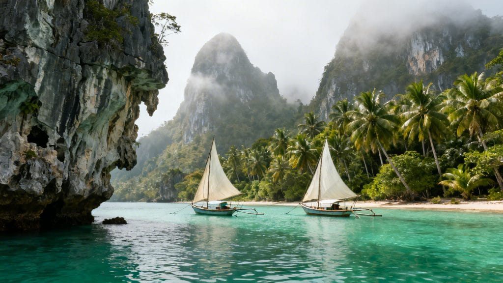 Baie émeraude, pitons calcaires et bateaux traditionnels