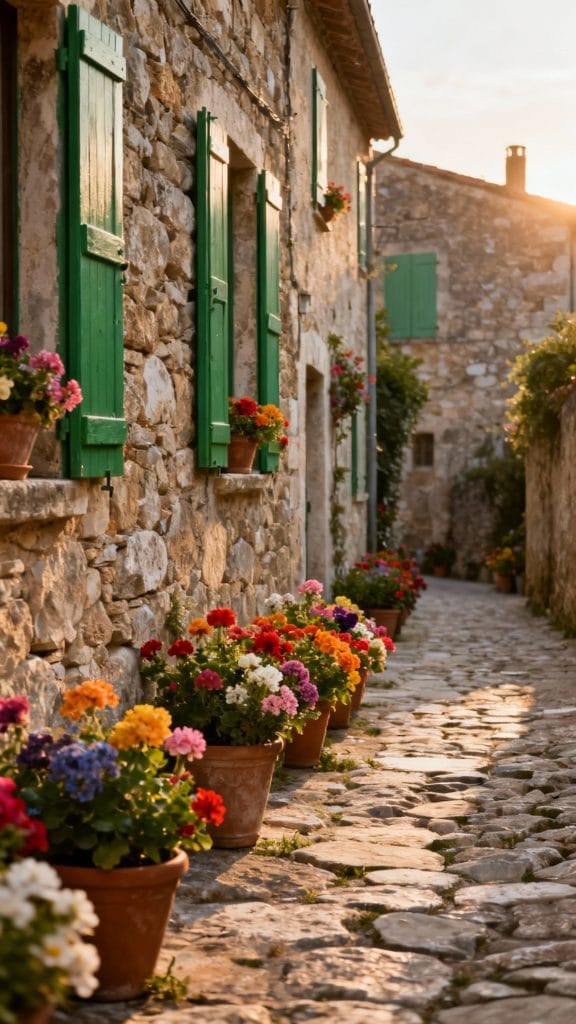 Ruelle fleurie d’un village pittoresque de la Tramuntana
