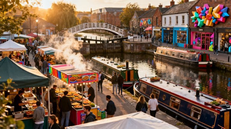 Marché animé au bord du canal à Camden Town