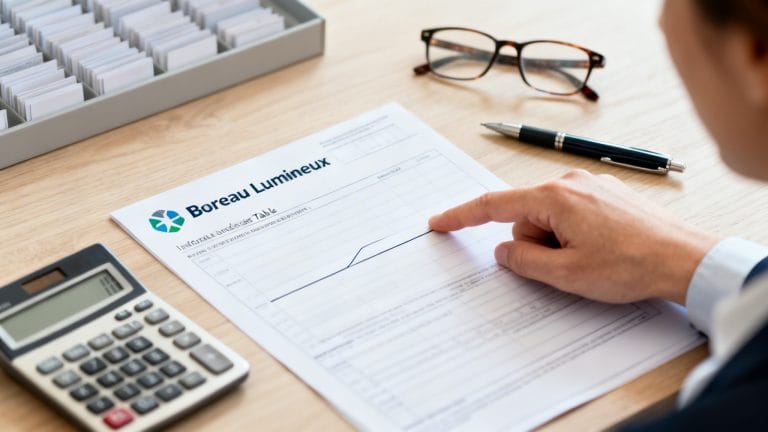 Agent consultant la grille de l’attaché territorial avec calculatrice