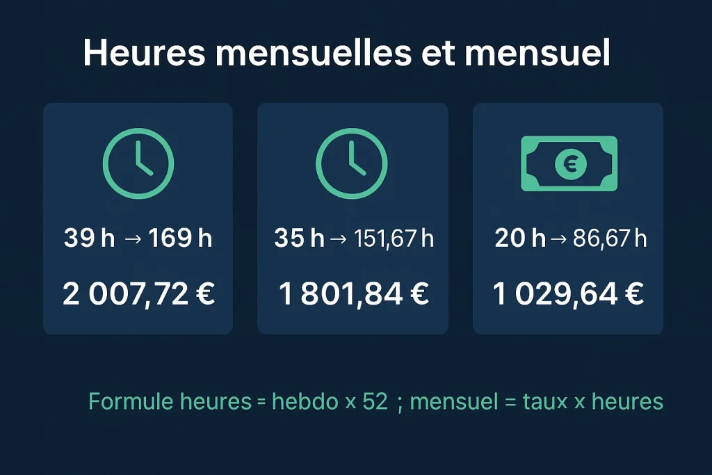 Conversion 39&nbsp;h, 35&nbsp;h et 20&nbsp;h en brut mensuel Monaco