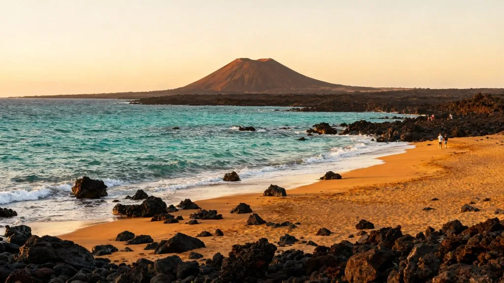 Plage abritée et eau claire pour un été indien