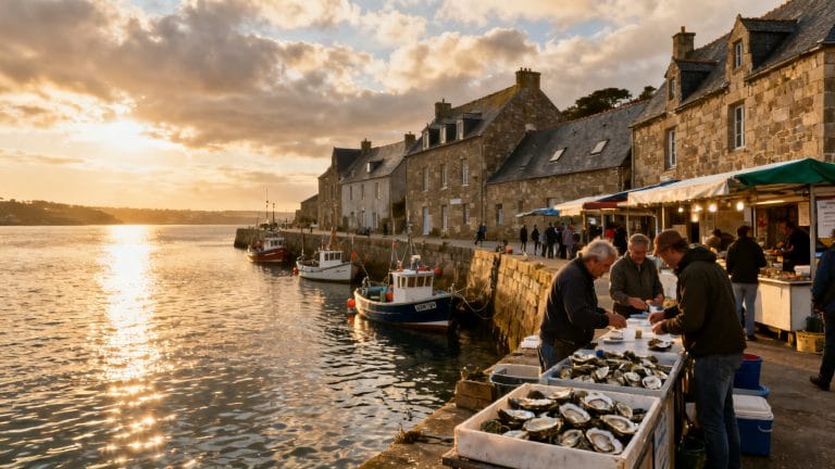 Ambiance du port et de la baie à Cancale en Bretagne
