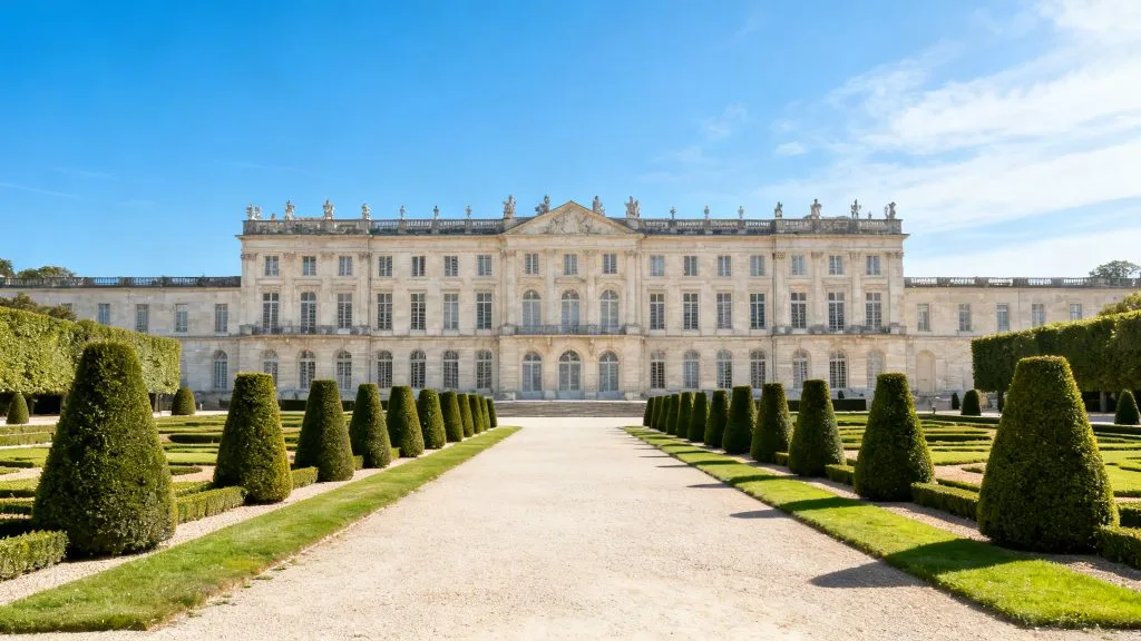 Château classique et parterres géométriques