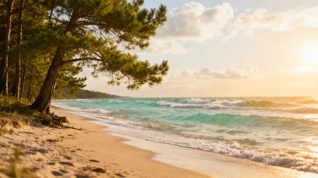 Grande plage méditerranéenne pour se baigner en octobre