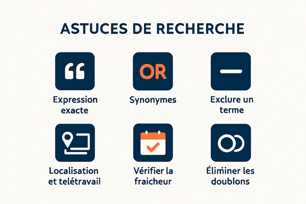 Infographie d’astuces de recherche avec opérateurs et filtres