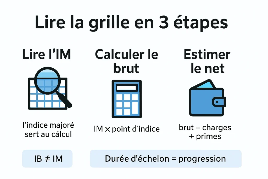 Schéma du calcul IM x point et estimation du salaire net