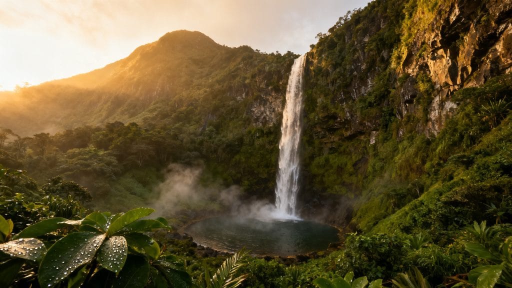 Cirque verdoyant et cascade pour randonnées d’octobre