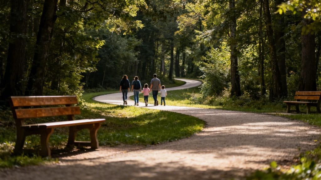 Parcours en boucle avec bancs pour pauses régulières