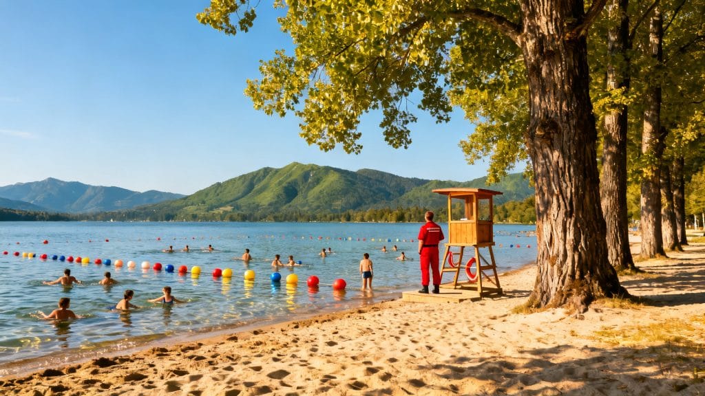 Plages du lac d’Annecy avec zone de baignade surveillée