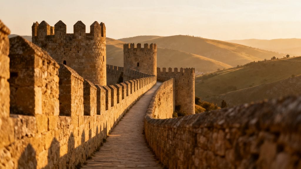 Remparts médiévaux et tours crénelées en pierre