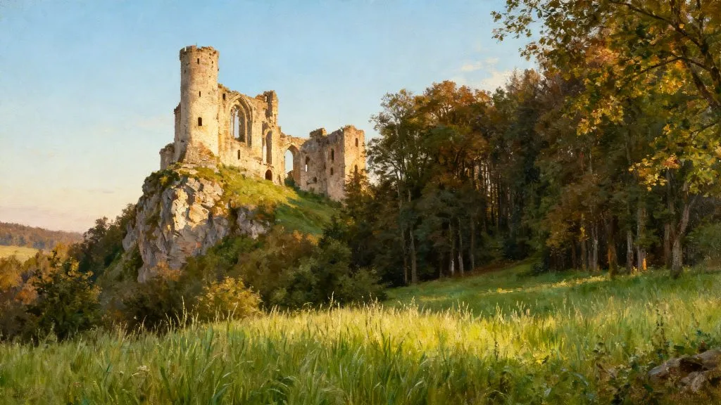 Ruines romantiques dans une vallée préservée