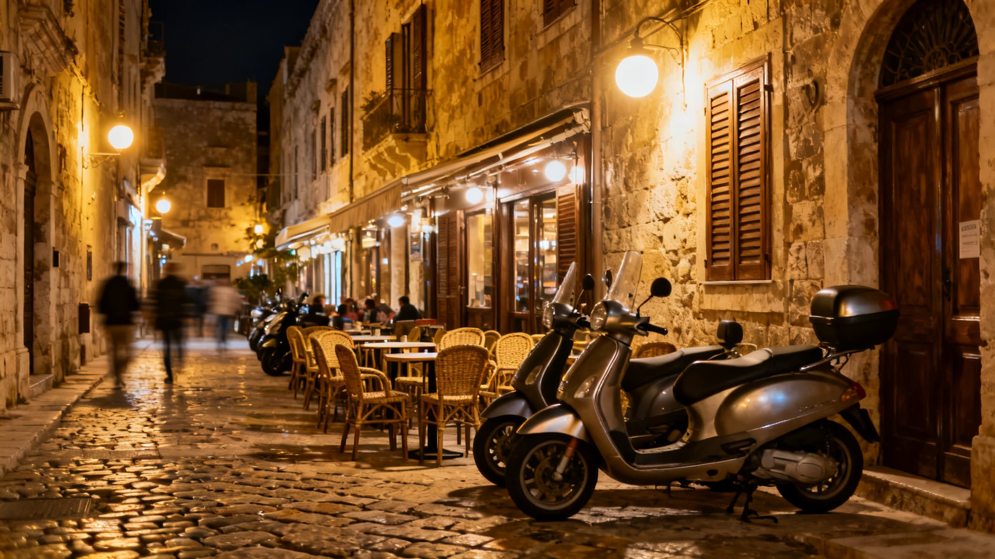 Ruelle animée la nuit, quartiers à éviter en Sicile