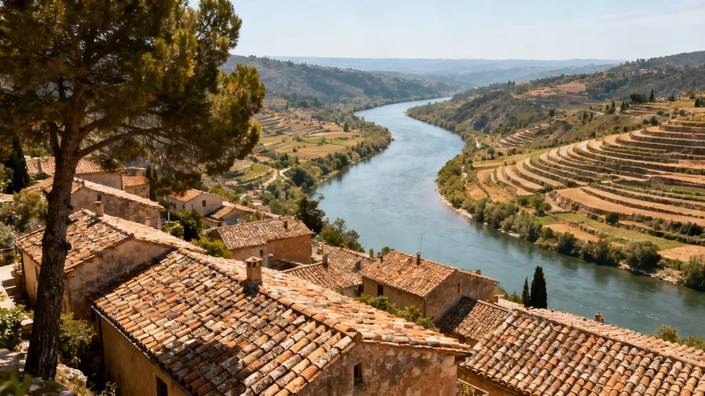 Village panoramique sur une confluence en Périgord