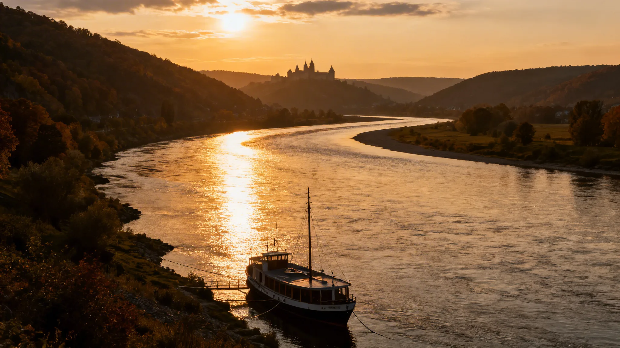 Panorama pour une visite de la Dordogne au coucher du soleil