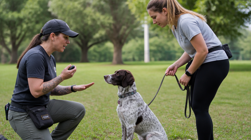 Exercice d’éducation canine guidé par un formateur