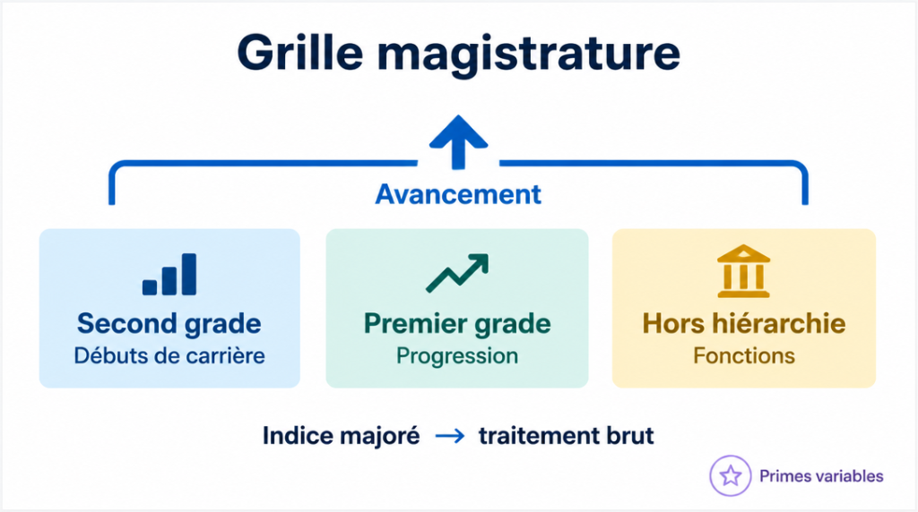 Grille indiciaire magistrature, grades et échelons