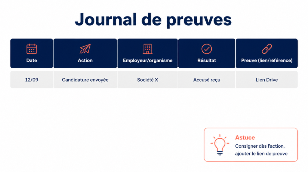 Modèle de justificatifs de recherche d’emploi hebdomadaire