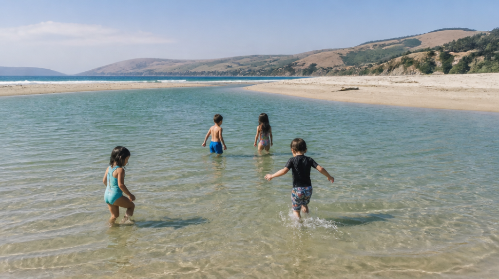 Eau peu profonde sur banc de sable sécurisé