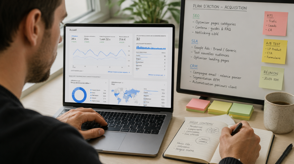 Analyste mesurant KPI en marketing digital