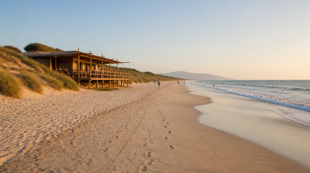 Plage sauvage avec dune et bar de plage