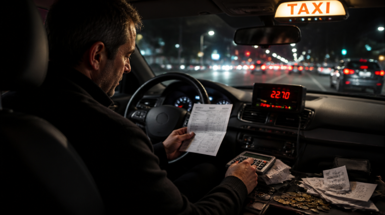 Calcul du salaire taxi sur compteur et reçus de course