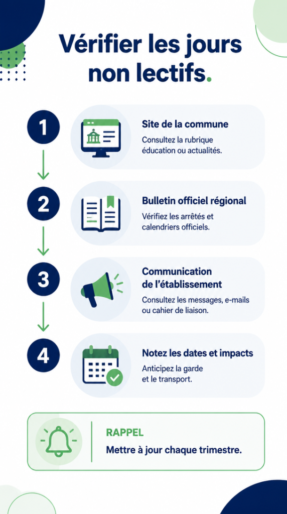 Étapes pour vérifier les jours non lectifs municipaux