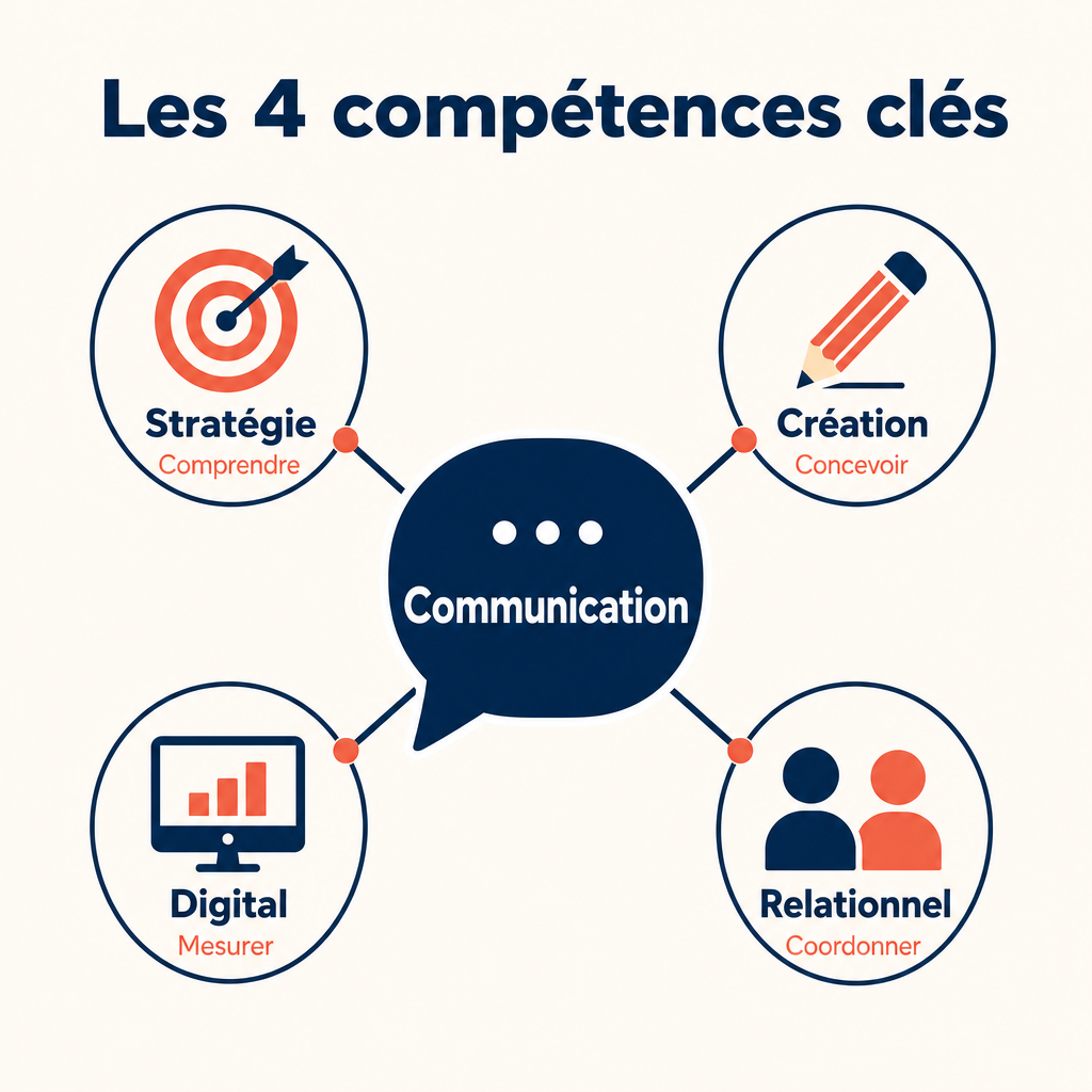 Schéma des compétences stratégiques créatives digitales et relationnelles