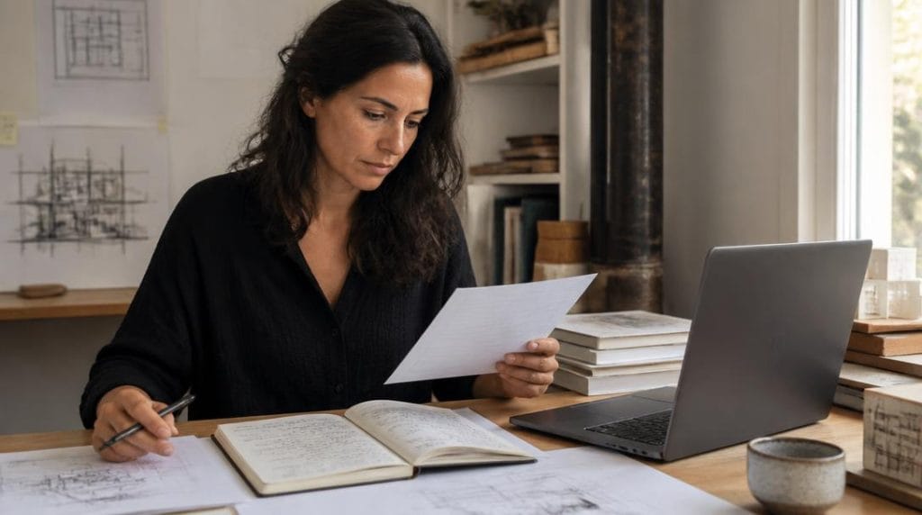 Architecte libéral calculant ses honoraires et ses charges