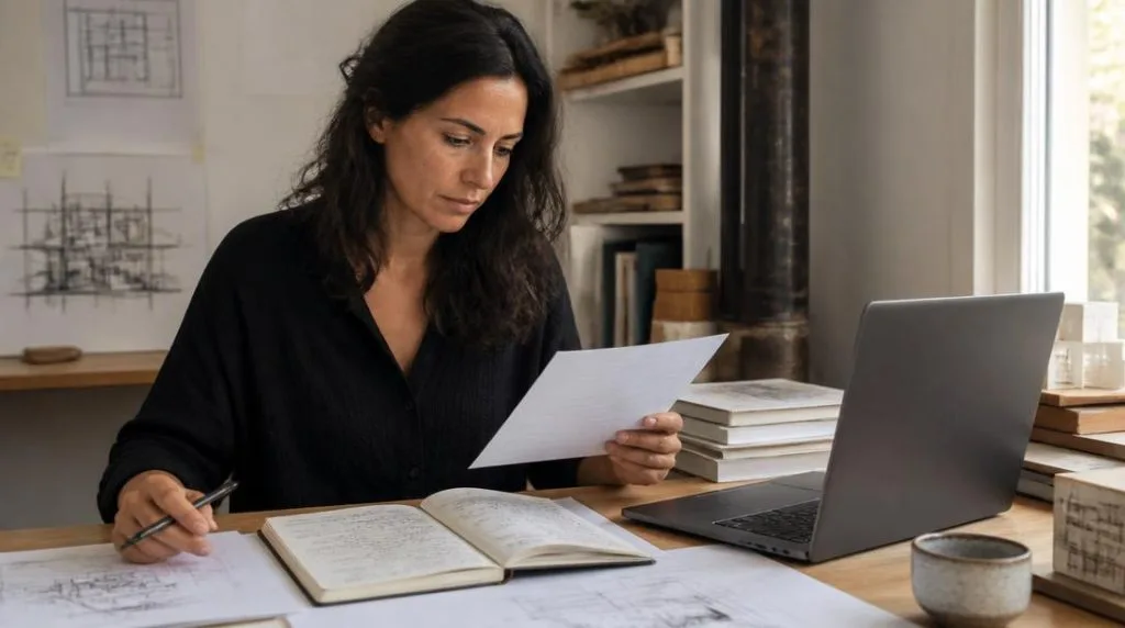 Architecte libéral calculant ses honoraires et ses charges