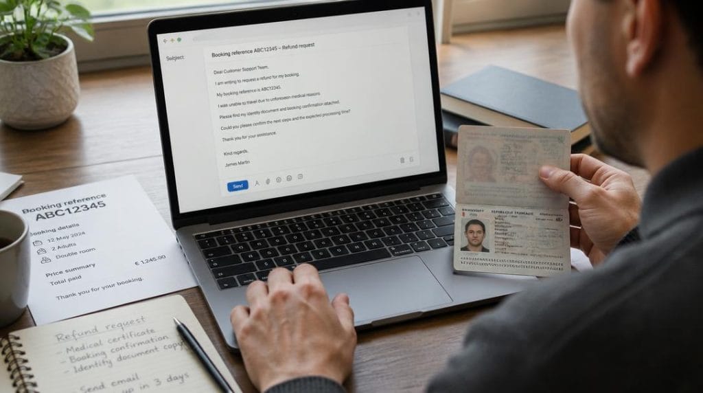 Message e-mail préparé avec référence de réservation