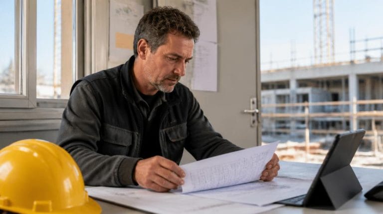 Grille de salaire BTP 2026 consultée sur chantier